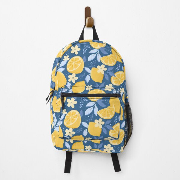 Item preview, Bright Lemon And Floral Design On Blue designed and sold by JaselviiStudio.