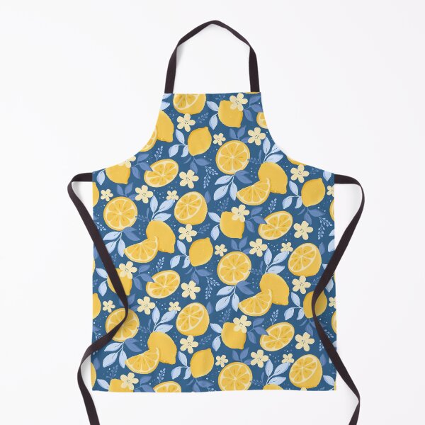 Item preview, Bright Lemon And Floral Design On Blue designed and sold by JaselviiStudio.