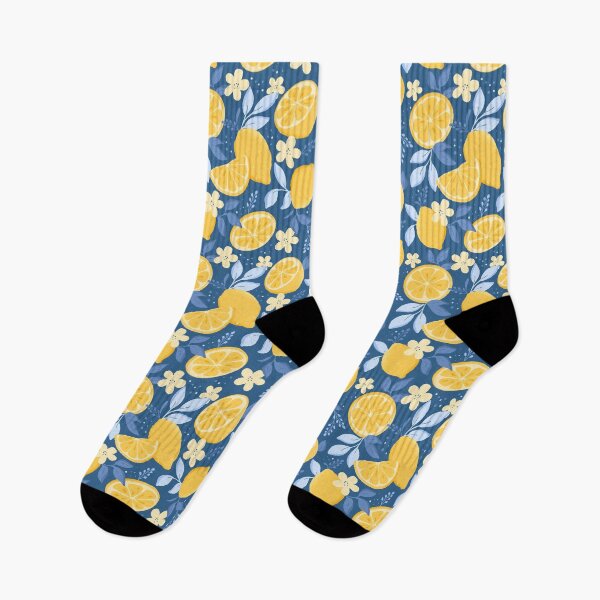 Item preview, Bright Lemon And Floral Design On Blue designed and sold by JaselviiStudio.