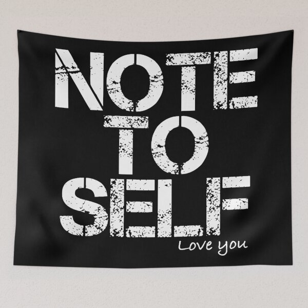 Item preview, Note to self, Love you, quote, grunge, inspirational, Black and white designed and sold by BeebopGraphics.
