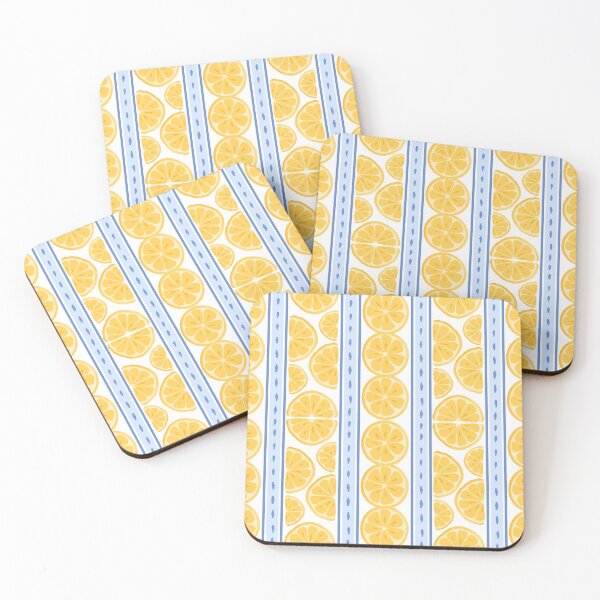 Item preview, Vibrant Yellow Lemon Slices With Blue Stripes Design designed and sold by JaselviiStudio.