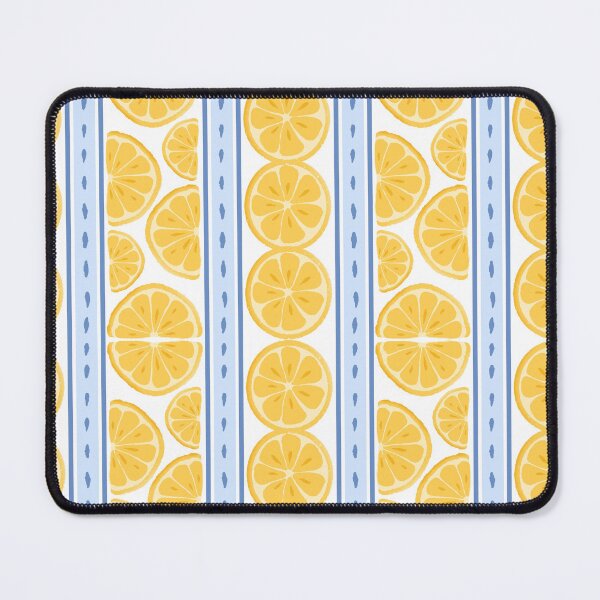 Item preview, Vibrant Yellow Lemon Slices With Blue Stripes Design designed and sold by JaselviiStudio.
