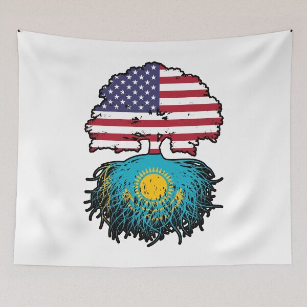 Item preview, Kazakhstan Kazakh American USA Tree Roots Flag designed and sold by FlagX.