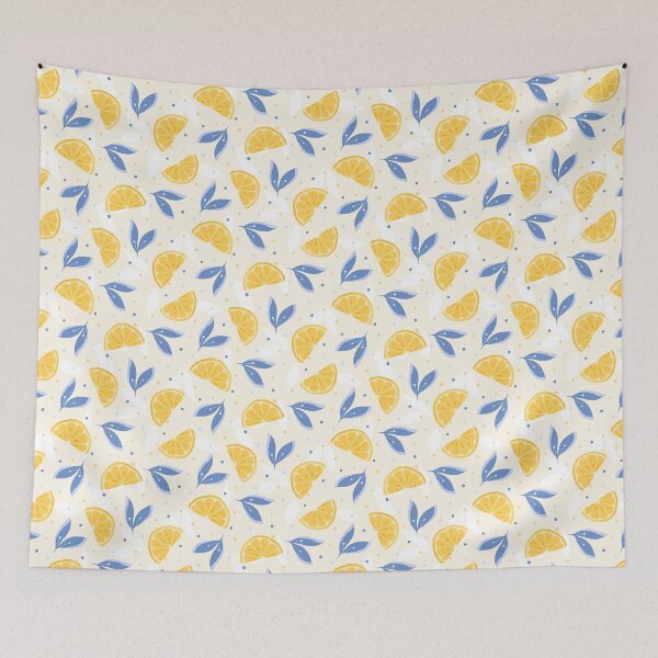 Item preview, Cheerful Yellow Lemon And Leaf Design On Beige Brown designed and sold by JaselviiStudio.