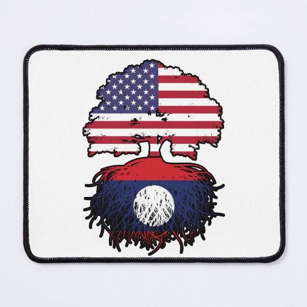 Item preview, Laos Laotian American USA Tree Roots Flag designed and sold by FlagX.