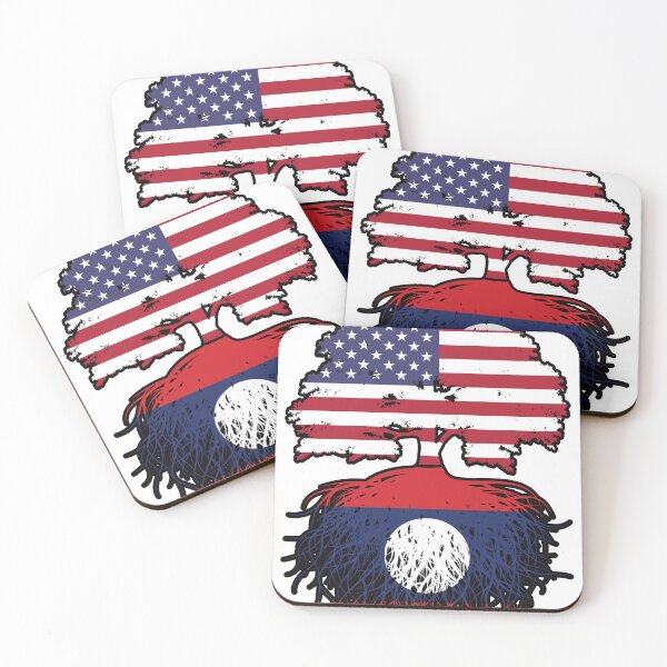 Item preview, Laos Laotian American USA Tree Roots Flag designed and sold by FlagX.