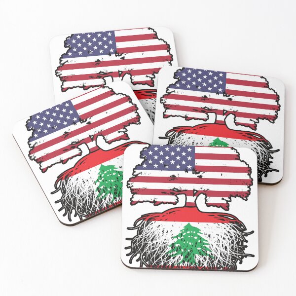 Aperçu de l'œuvre Drapeau Liban Libanais Américain USA Racines d'arbres créée et vendue par FlagX.