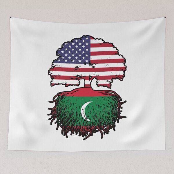 Item preview, Maldives Maldivian American USA Tree Roots Flag designed and sold by FlagX.