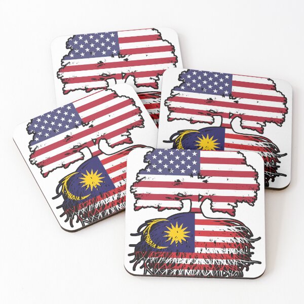 Item preview, Malaysia Malaysian American USA Tree Roots Flag designed and sold by FlagX.