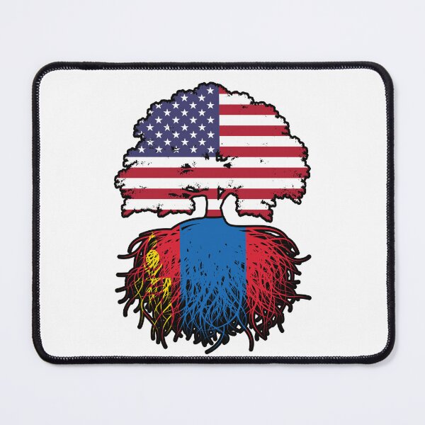 Item preview, Mongolia Mongolian American USA Tree Roots Flag designed and sold by FlagX.