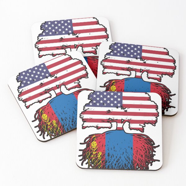 Item preview, Mongolia Mongolian American USA Tree Roots Flag designed and sold by FlagX.