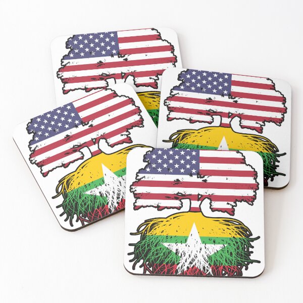 Item preview, Myanmar Burmese American USA Tree Roots Flag designed and sold by FlagX.