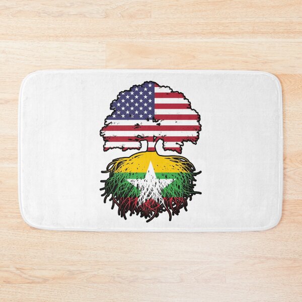 Item preview, Myanmar Burmese American USA Tree Roots Flag designed and sold by FlagX.