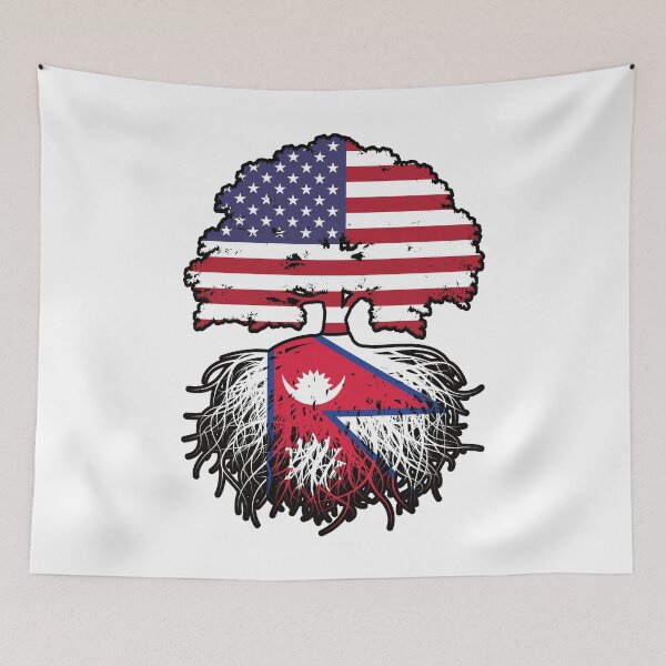 Item preview, Nepal Nepalese American USA Tree Roots Flag designed and sold by FlagX.