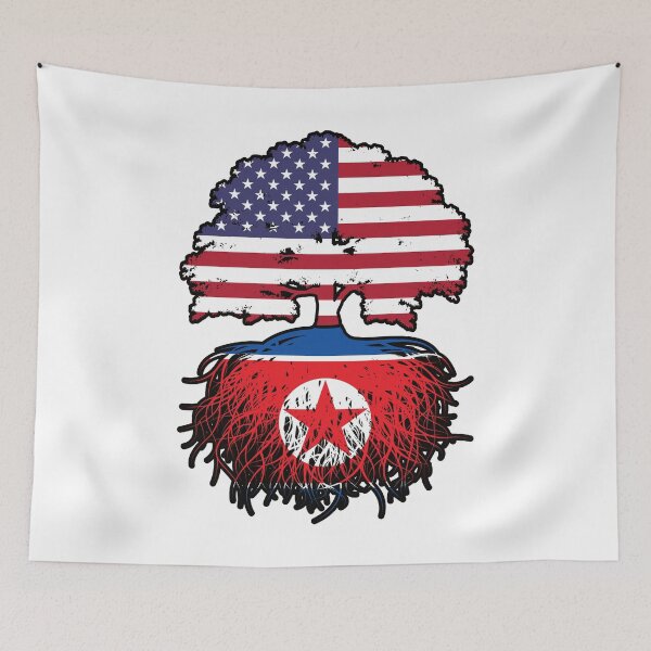 Item preview, North Korea North Korean American USA Tree Roots Flag designed and sold by FlagX.