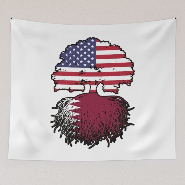 Item preview, Qatar Qatari American USA Tree Roots Flag designed and sold by FlagX.