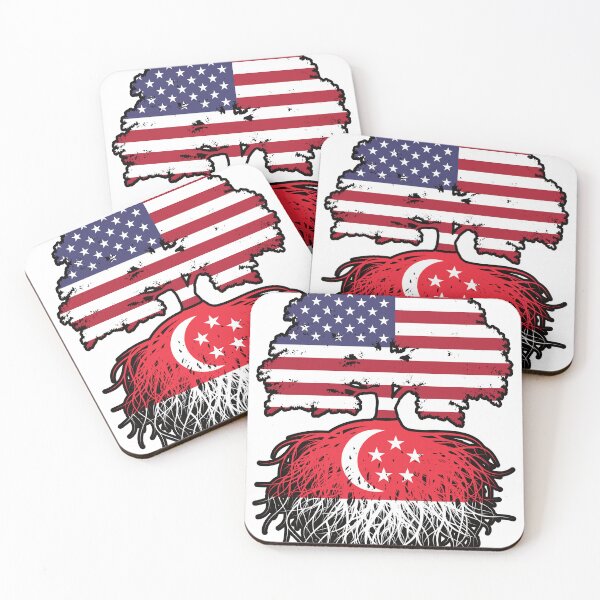 Aperçu de l'œuvre Drapeau des racines d'arbres de Singapour, Singapourien, Américain, États-Unis créée et vendue par FlagX.