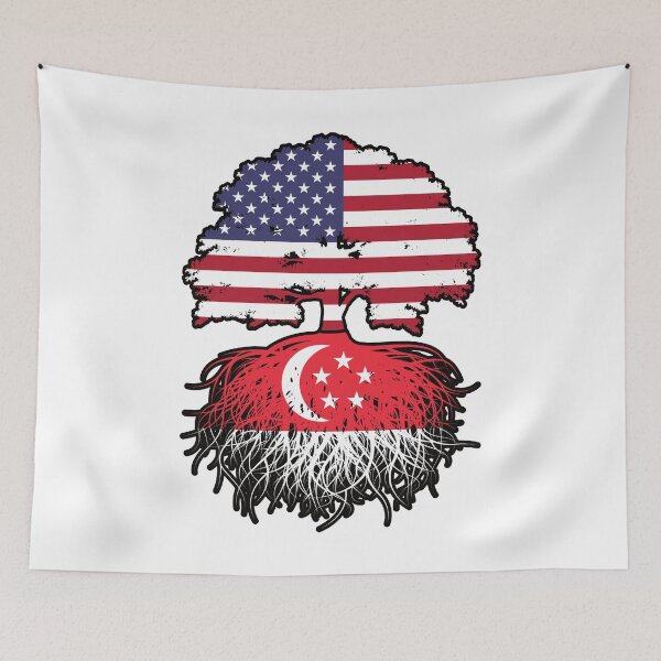 Artikelvorschau, Singapur Singapurisch Amerikaner USA Baumwurzeln Flagge entworfen und verkauft von FlagX.