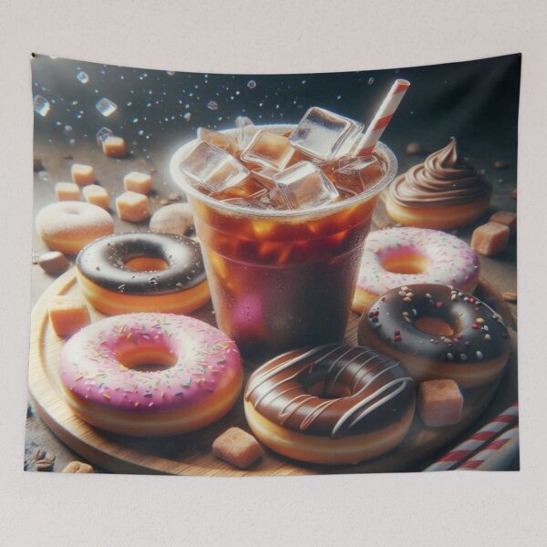 Item preview, I Love Coffee Iced Coffee with Assorted Colorful Donuts designed and sold by Visionary Vibez.
