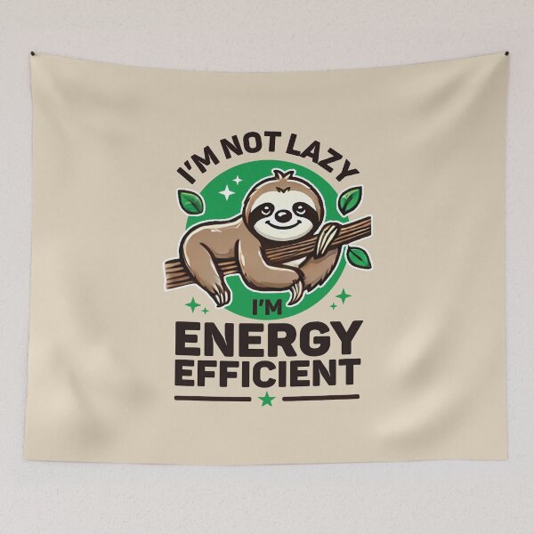 Item preview, Energy Efficient Sloth | Funny Procrastination Lazy Day designed and sold by DuxDesigns.