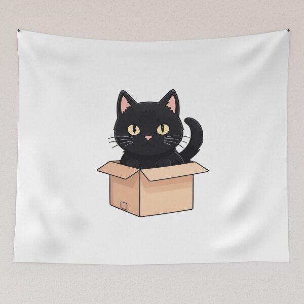 Item preview, Adorable Black Cat Popping Out of Box | Cute Cat Illustration designed and sold by UniGift.