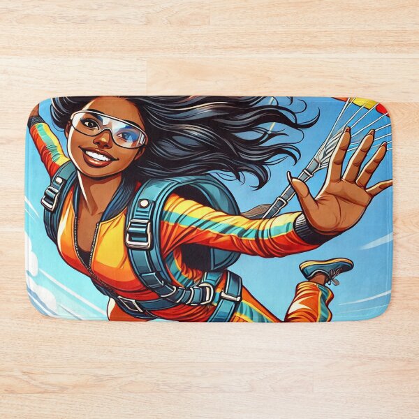 Item preview, Excited Dark-Skinned Female Skydiver designed and sold by Genady.