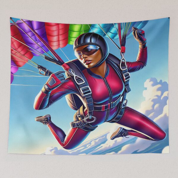 Item preview, Determined Dark-Skinned Female Skydiver designed and sold by Genady.