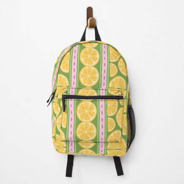 Item preview, Vibrant Yellow Lemon Slices With Pink And Green Stripes Design designed and sold by JaselviiStudio.