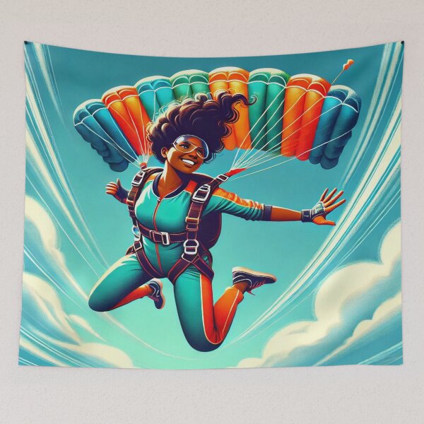 Item preview, Adventurous Dark-Skinned Female Skydiver designed and sold by Genady.