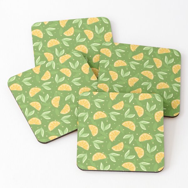 Item preview, Cheerful Yellow Lemon And Leaf Design On Kelly Green designed and sold by JaselviiStudio.