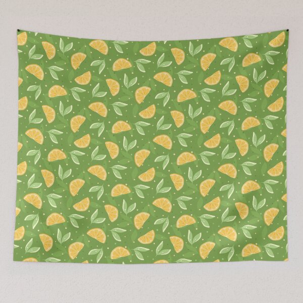 Item preview, Cheerful Yellow Lemon And Leaf Design On Kelly Green designed and sold by JaselviiStudio.
