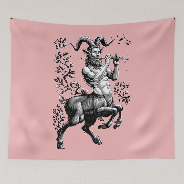 Item preview, A black and white satyr from ancient Greek mythology designed and sold by NiRia Spot.