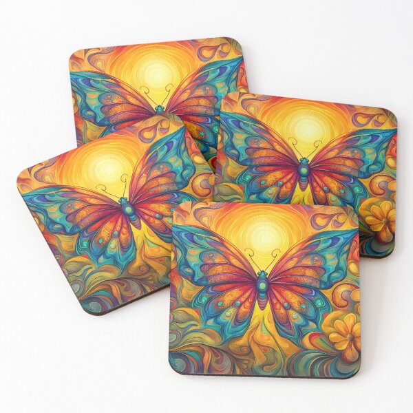 Item preview, Whimsical Butterfly and Flowers at Sunset designed and sold by MargaretWiktor.