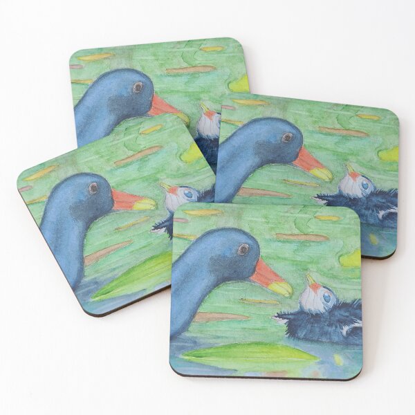 Item preview, Mom and Baby Water Chicken (Moorhen) designed and sold by KimmyCreatures.