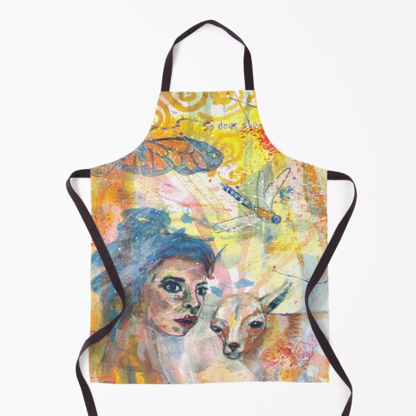 Item preview, woman with lamb colorful abstract acrylic painting designed and sold by CrittersByLola.