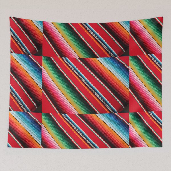 Item preview, Mexican poncho stock background fiesta Mexico cinco de mayo blanket serape rug in bright colours with copy space photo flat lay minimal minimalist pattern designed and sold by cheekylorns.