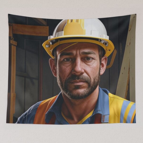 Item preview, construction worker, man, helmet, worker designed and sold by DonnaBlankaArt.