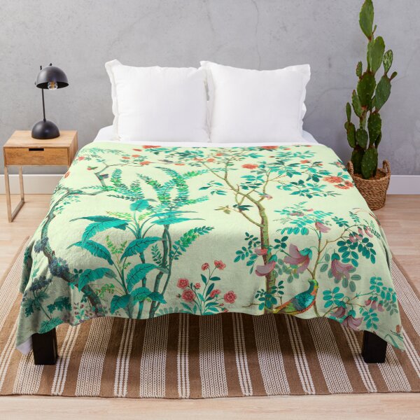 Artikelvorschau, Verblasster Mint Vintage Chinoiserie Zauberwald entworfen und verkauft von TheChinoiserie.