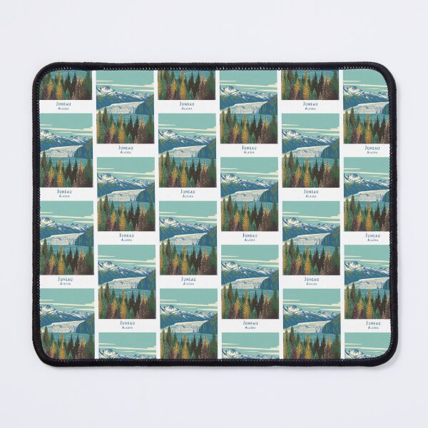 Item preview, Vintage travel poster of Juneau, Alaska – Minimalist art with mountains, glaciers and forest designed and sold by pod24.
