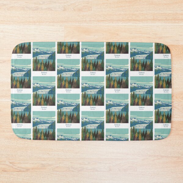 Item preview, Vintage travel poster of Juneau, Alaska – Minimalist art with mountains, glaciers and forest designed and sold by pod24.