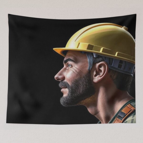 Item preview, construction worker, man, helmet, worker designed and sold by DonnaBlankaArt.