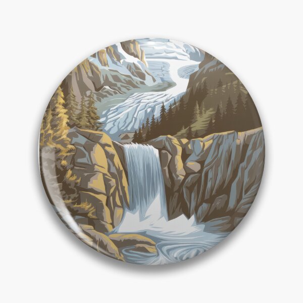 Item preview, Retro travel poster of Juneau, Alaska – vintage landscape art with waterfall and glacier designed and sold by pod24.