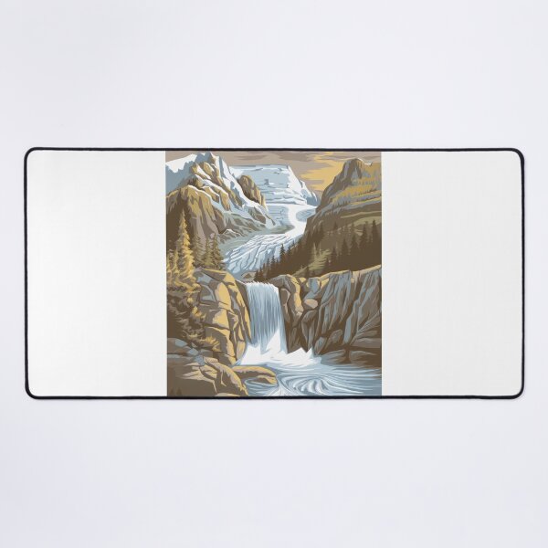 Item preview, Retro travel poster of Juneau, Alaska – vintage landscape art with waterfall and glacier designed and sold by pod24.
