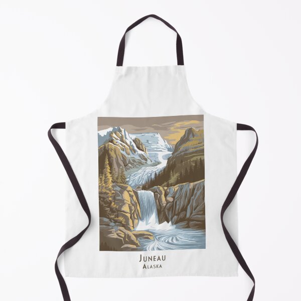 Item preview, Retro travel poster of Juneau, Alaska – vintage landscape art with waterfall and glacier designed and sold by pod24.