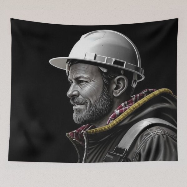 Item preview, construction worker, man, helmet, worker designed and sold by DonnaBlankaArt.