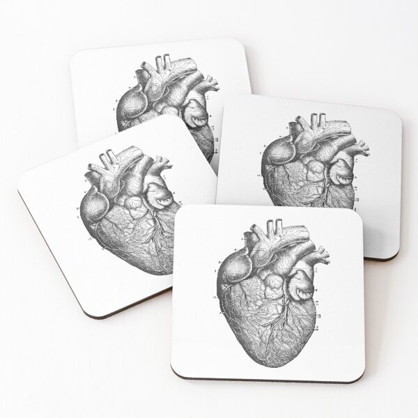 Item preview, Vintage Anatomy Heart illustration on transparent background designed and sold by EmeraldeaArt.