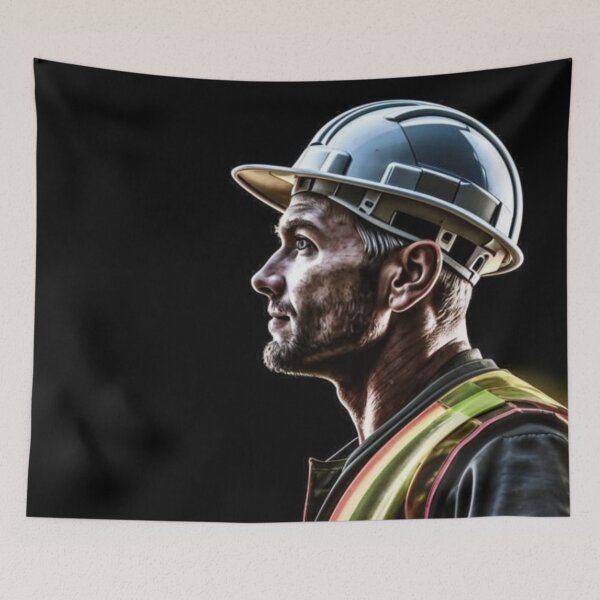 Item preview, construction worker, man, helmet, worker designed and sold by DonnaBlankaArt.