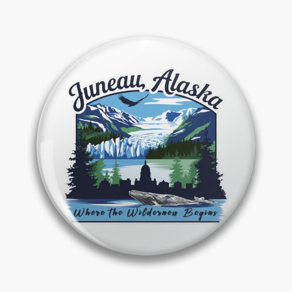 Item preview, Vintage Juneau Alaska – Retro travel design with glacier, whale and city silhouette designed and sold by pod24.