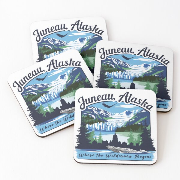 Item preview, Vintage Juneau Alaska – Retro travel design with glacier, whale and city silhouette designed and sold by pod24.