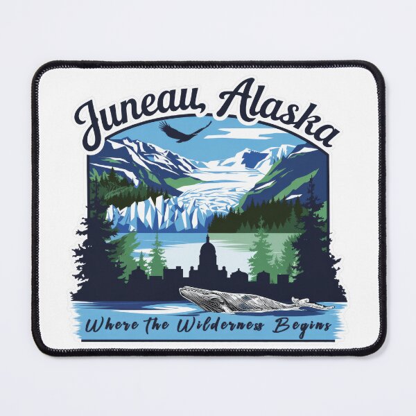 Item preview, Vintage Juneau Alaska – Retro travel design with glacier, whale and city silhouette designed and sold by pod24.